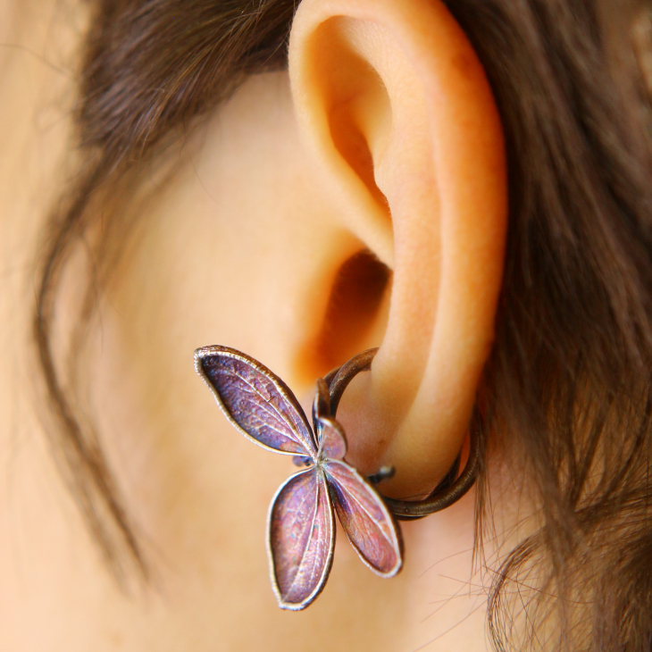 Cuff in silver, Hydrangea , фото 2