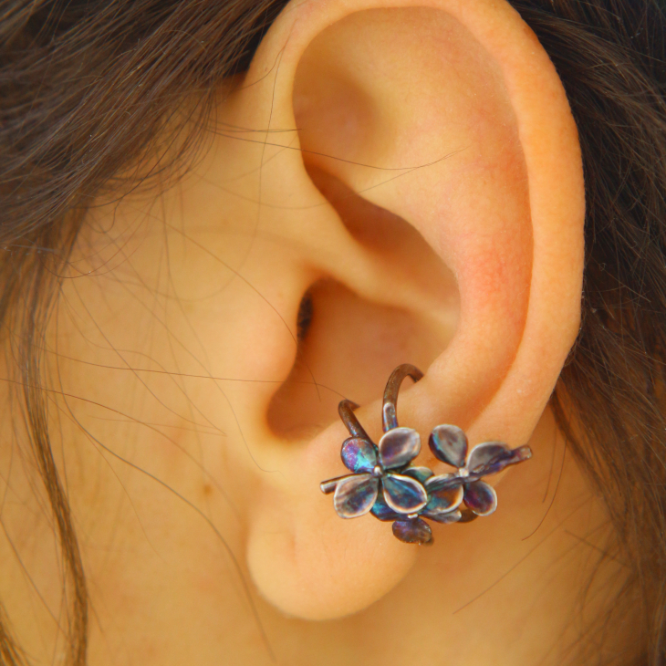 Cuff in silver, Hydrangea , фото 1