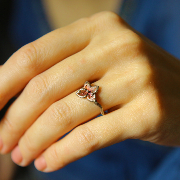 Ring in silver, Hydrangea , фото 3