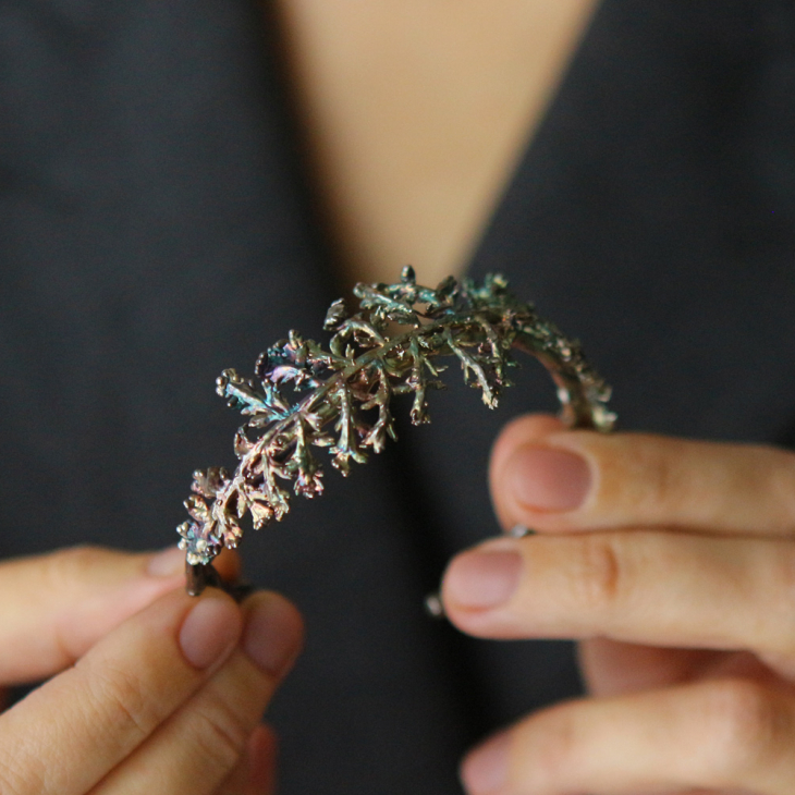 Yarrow leaf bracelet in colored silver, фото 4