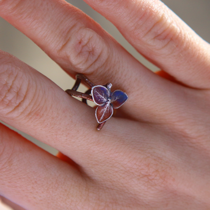 Cuff in silver, Hydrangea , фото 3