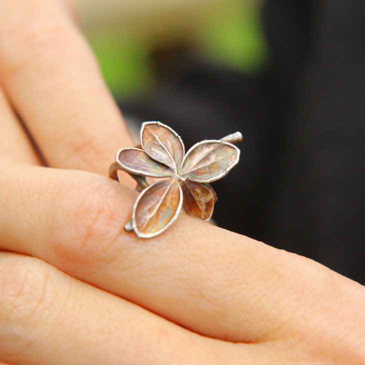 Cuff in silver, Hydrangea, фото 2