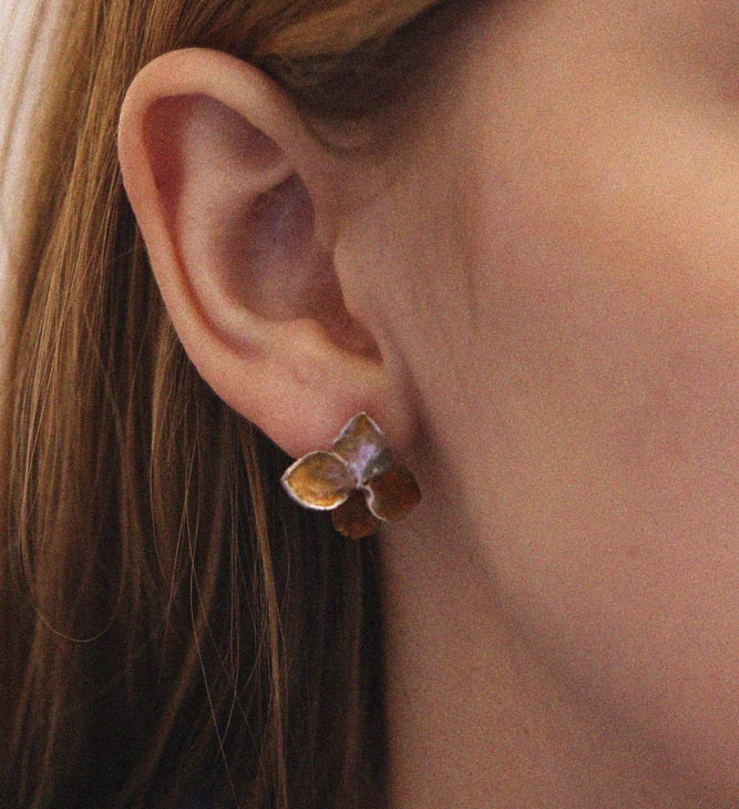 Серьги гвоздики в серебре Fleur de Magique, Гортензия, фото 2