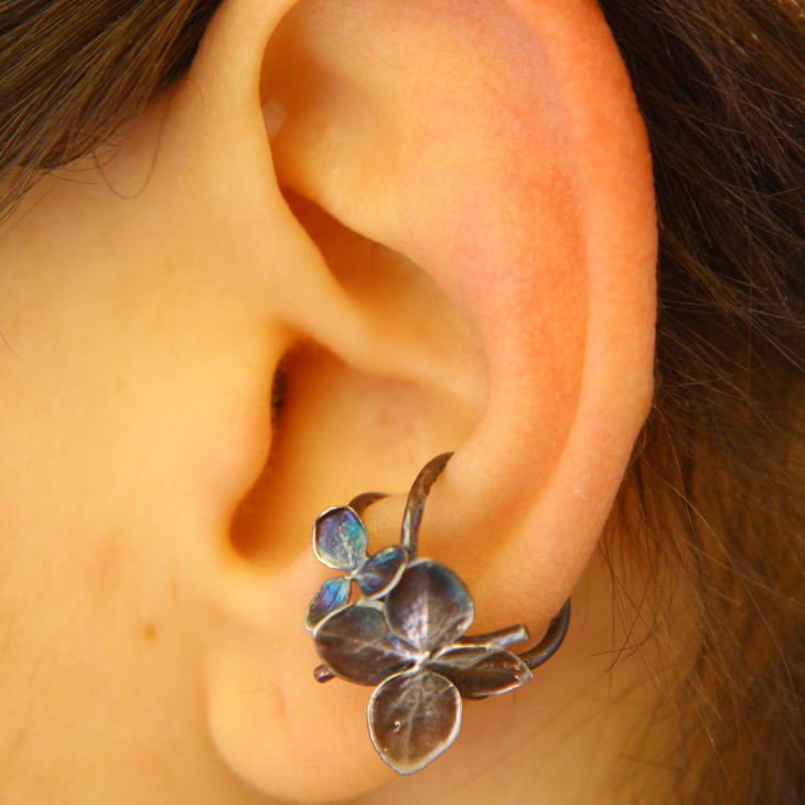 Cuff in silver, Hydrangea , фото 2