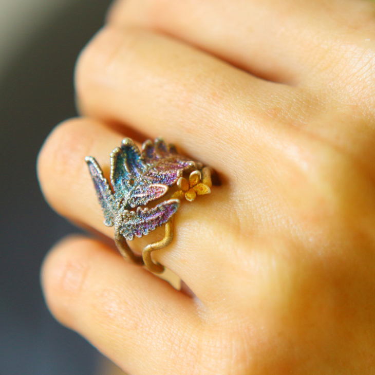 Rings in silver, Hydrangea and Fern leaf, фото 4