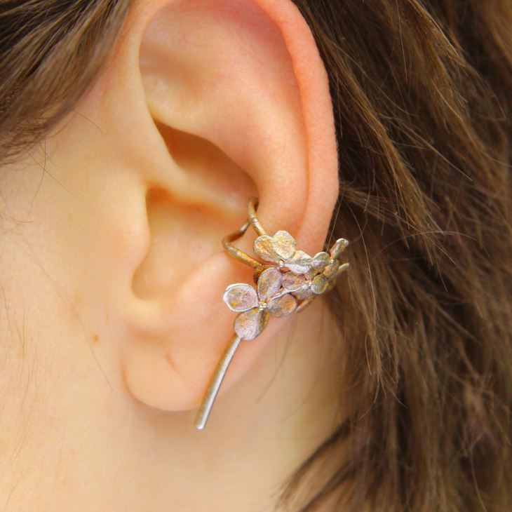 Cuff in silver, Hydrangea, фото 1