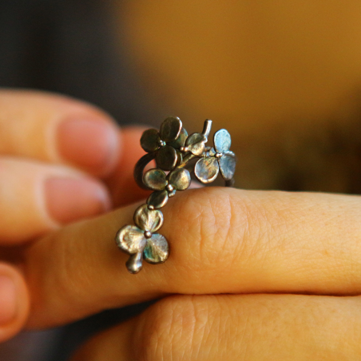 Cuff in silver, Hydrangea, фото 2