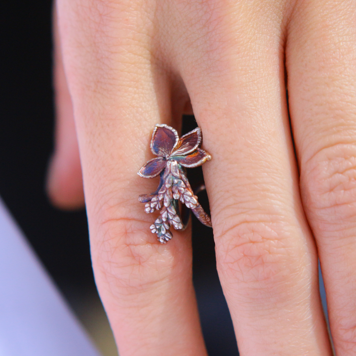 Cuff in silver, Thuja and Hydrangea , фото 4
