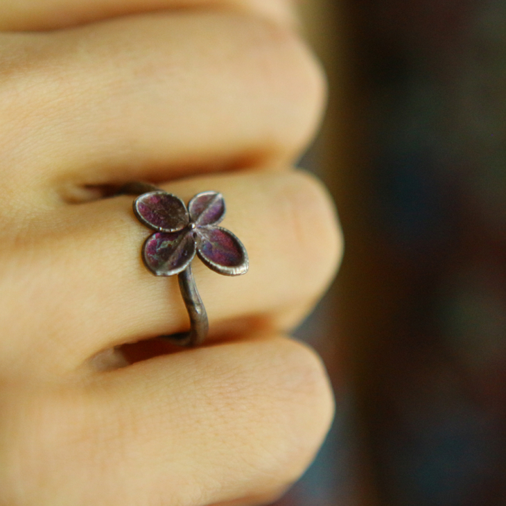 Ring in silver, Hydrangea , фото 1