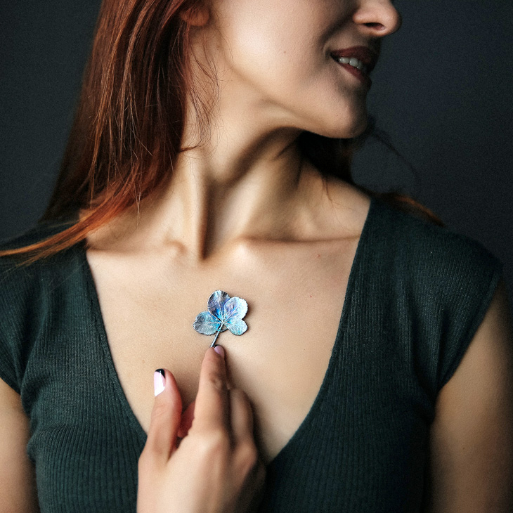 Кулон в серебре, Клевер, фото 3