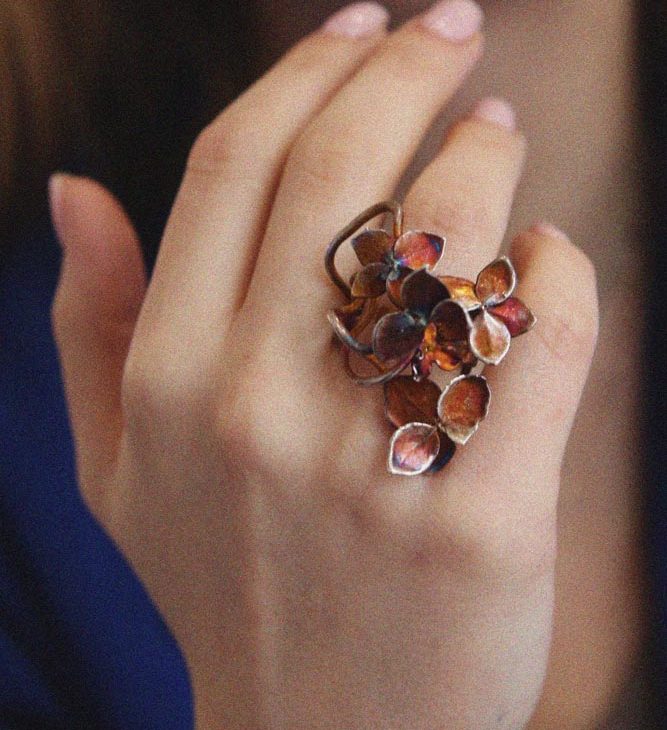 Кольцо в серебре Fleur de Magique, Гортензия, фото 2