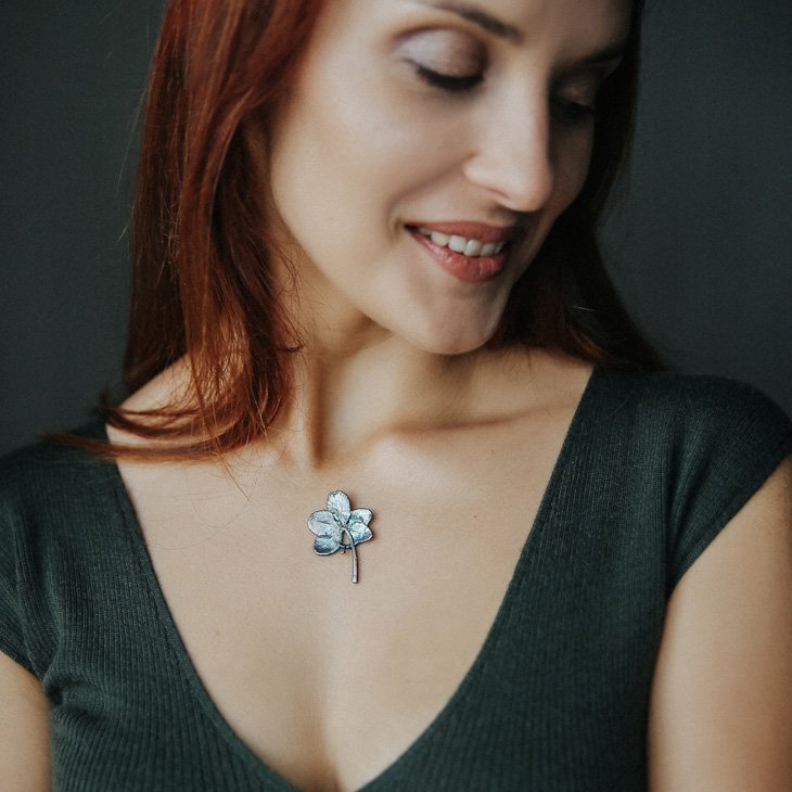 Кулон в серебре, Клевер, фото 4