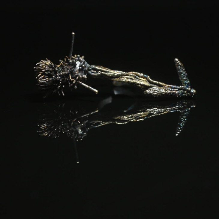 Кольцо в серебре Space Flower, Василек, фото 2