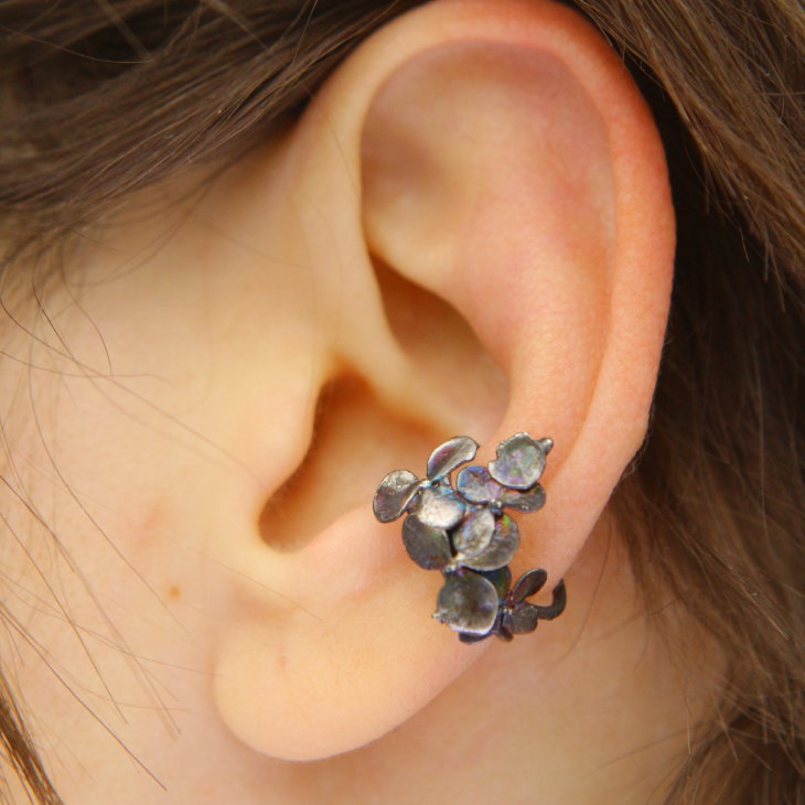 Cuff in silver, Hydrangea , фото 1