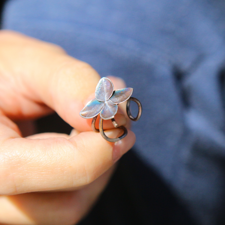 Cuff in silver, Hydrangea , фото 3