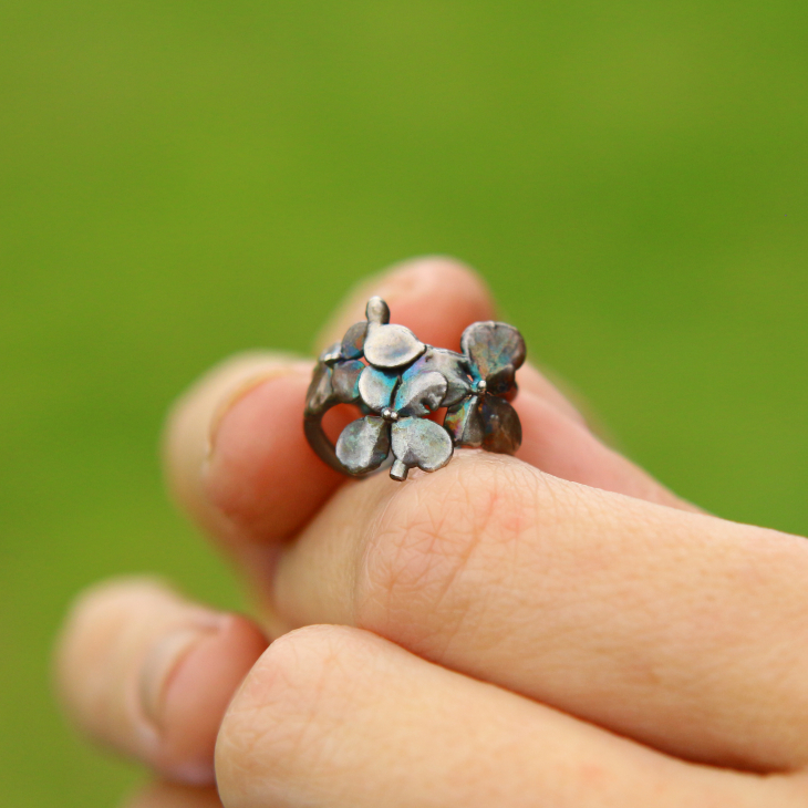 Cuff in silver, Hydrangea, фото 2