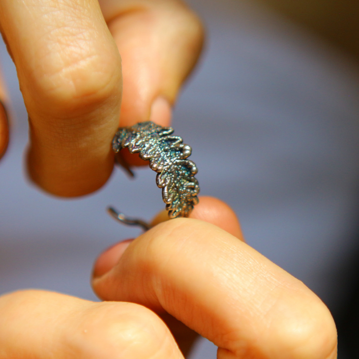Fern leaf ring in silver , фото 3