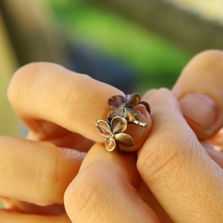 Cuff in silver, Hydrangea , фото 2