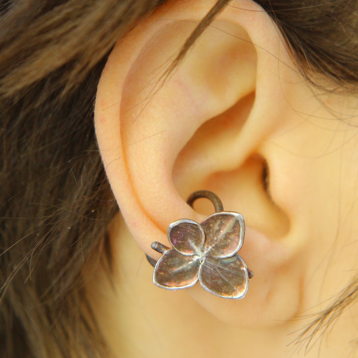 Cuff in silver, Hydrangea , фото 1