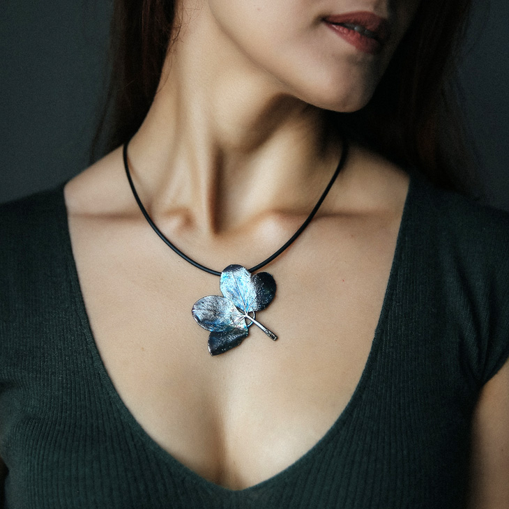 Кулон в серебре, Клевер, фото 3