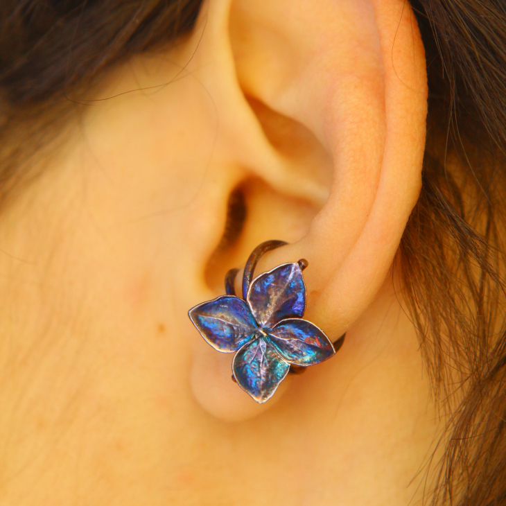 Cuff in silver, Hydrangea , фото 2