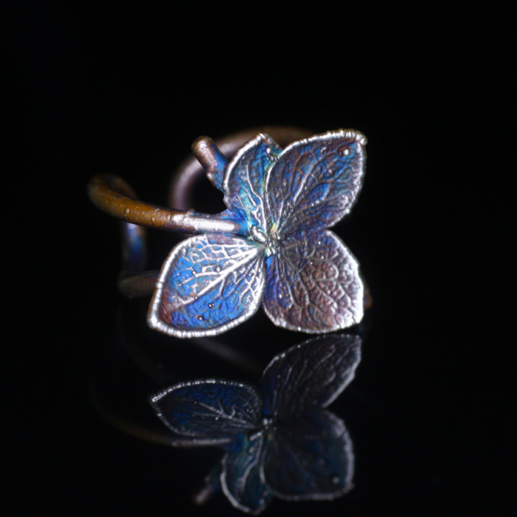 Cuff in silver, Hydrangea , фото 1