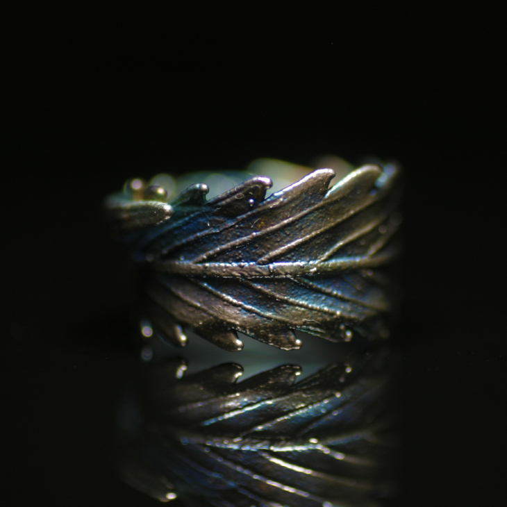 Кольцо в серебре Melancholy, Каннабис, фото 1