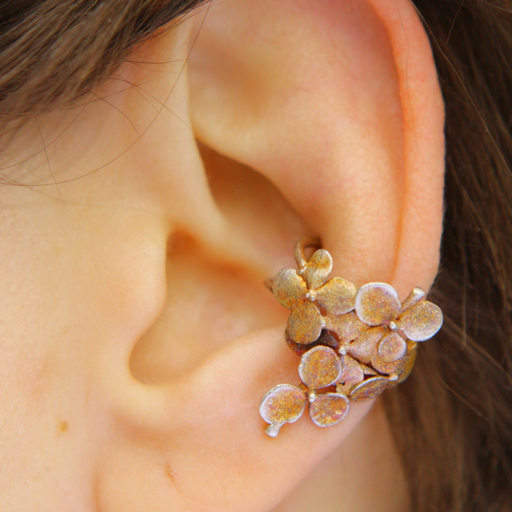 Cuff in silver, Hydrangea, фото 1