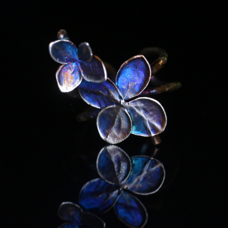 Cuff in silver, Hydrangea , фото 1