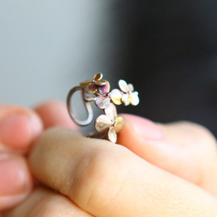 Cuff in silver, Hydrangea, фото 2