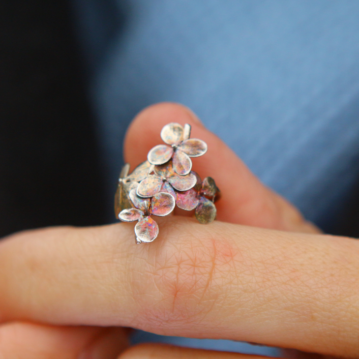 Cuff in silver, Hydrangea, фото 2