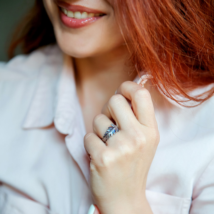 Кольцо в серебре Fern Flower, Папоротник, фото 4