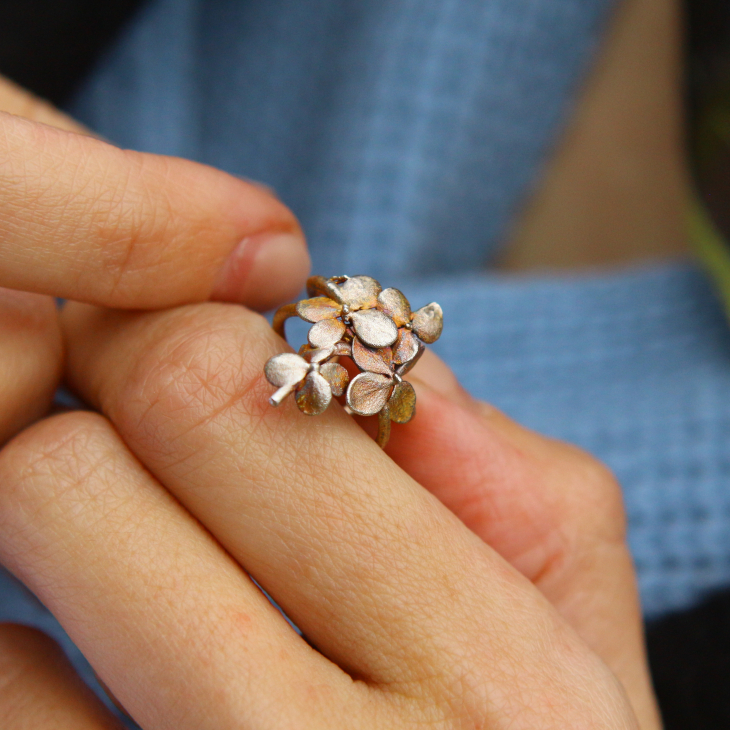 Cuff in silver, Hydrangea, фото 2