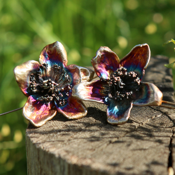 Серьги в серебре Fleur de Magique, Калюжница, фото 3