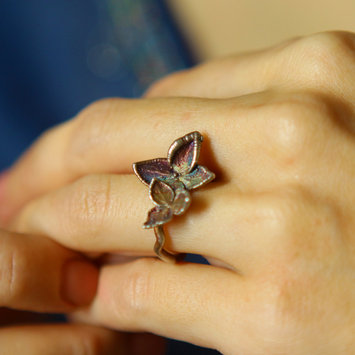 Ring in silver, Hydrangea , фото 2