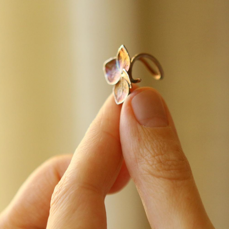 Cuff in silver, Hydrangea, фото 2