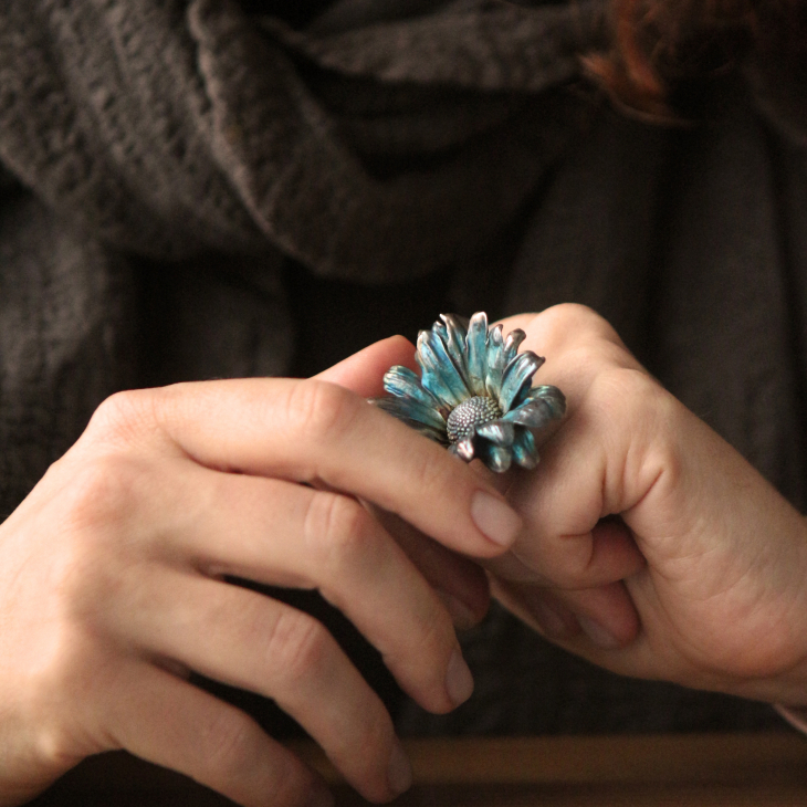 Кольцо в серебре Fleur de Magique, Хризантема, фото 2