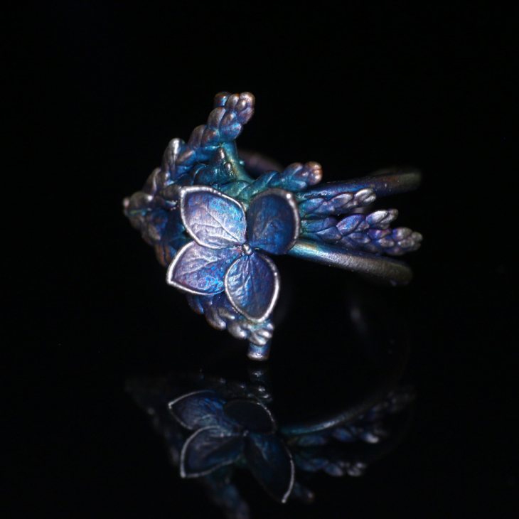 Cuff in silver, Thuja and Hydrangea , фото 2