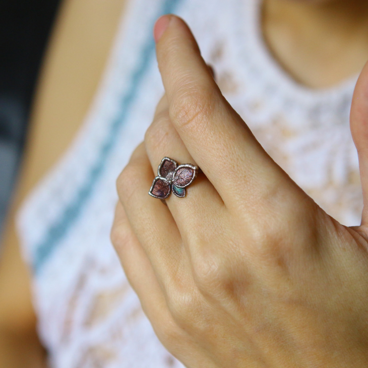 Ring in silver, Hydrangea , фото 1