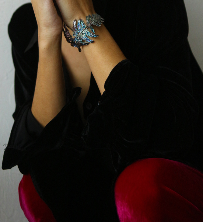 Fern leaf bracelet in colored silver, фото 4