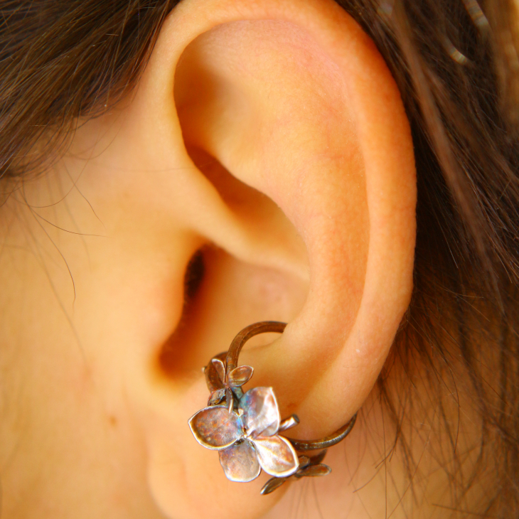 Cuff in silver, Hydrangea , фото 1