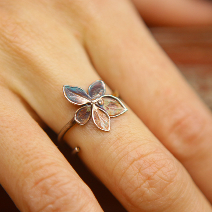 Ring in silver, Hydrangea , фото 2