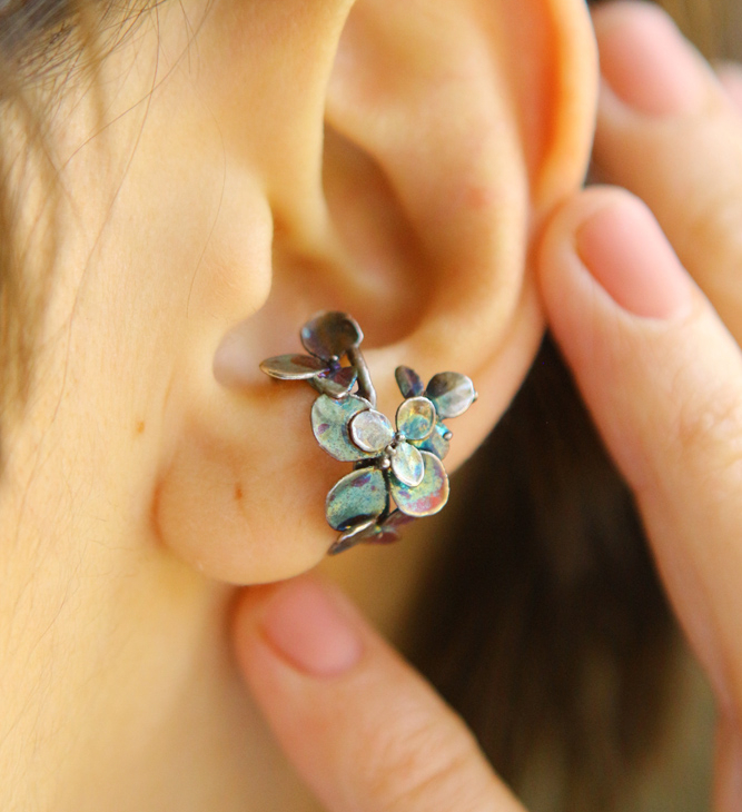Cuff in silver, Hydrangea, фото 3