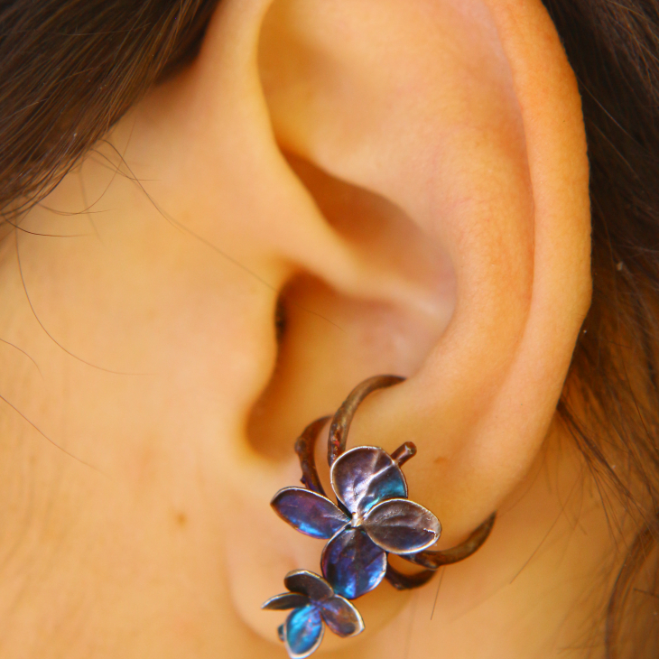 Cuff in silver, Hydrangea , фото 2