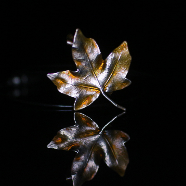 Maple pendant in colored silver, фото 9