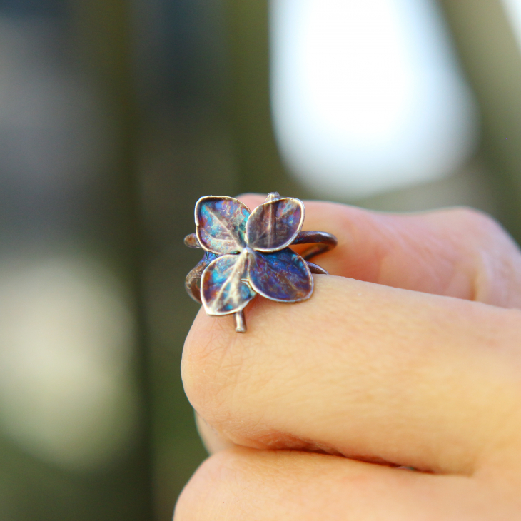 Cuff in silver, Hydrangea , фото 2
