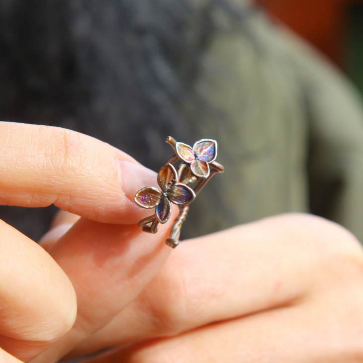 Ring in silver, Hydrangea , фото 2