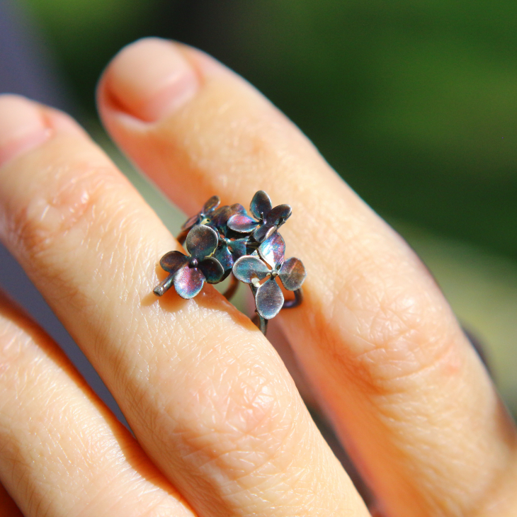 Cuff in silver, Hydrangea , фото 3