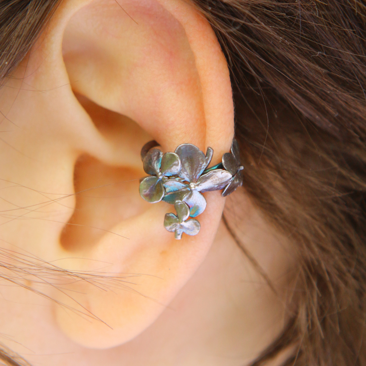 Cuff in silver, Hydrangea, фото 1