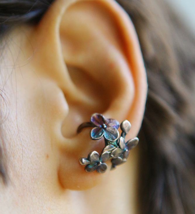 Cuff in silver, Hydrangea, фото 1